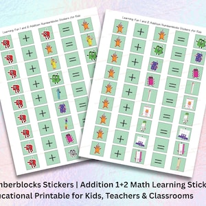 NumberBlocks 足し算ステッカー、子供向け算数学習ステッカー、教育用数字、NumberBlocks 風足し算ステッカー、幼稚園の足し算