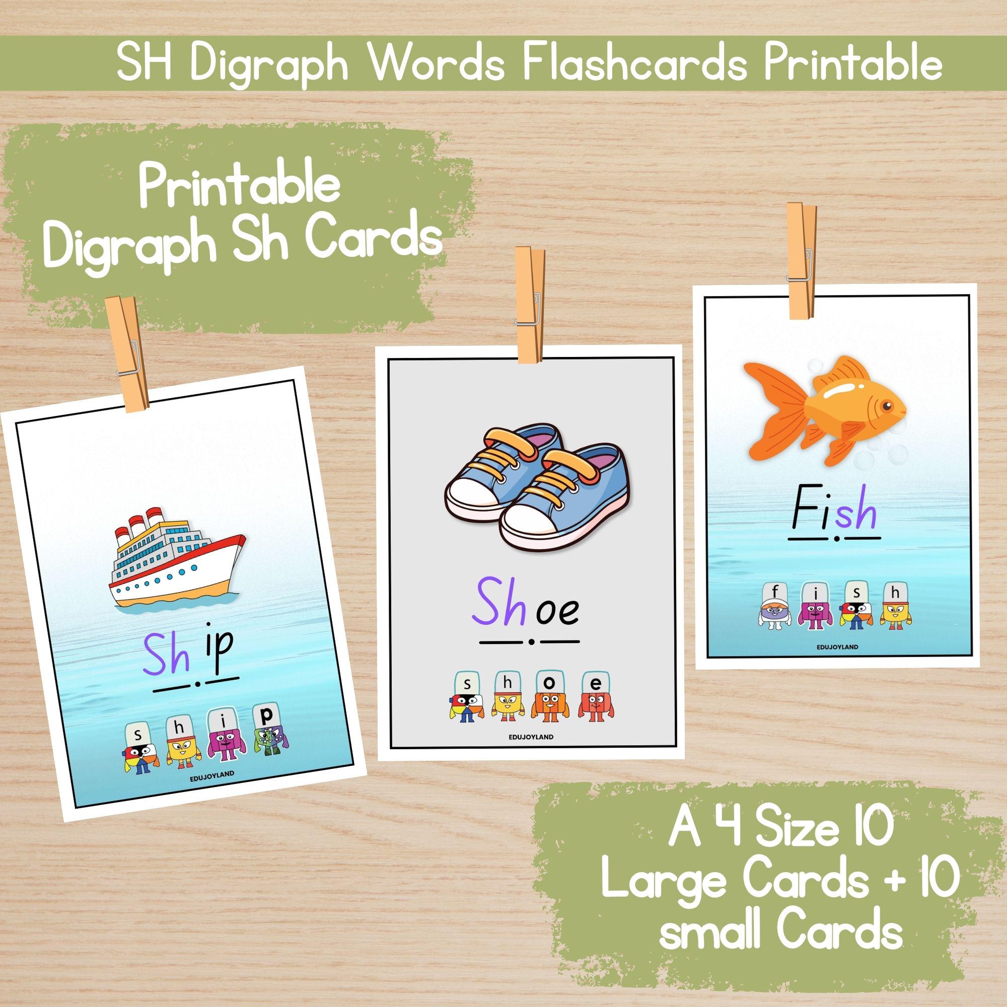 Sh Digraph Flashcards Printable, Digraph Words Flash Cards, Phonics ...