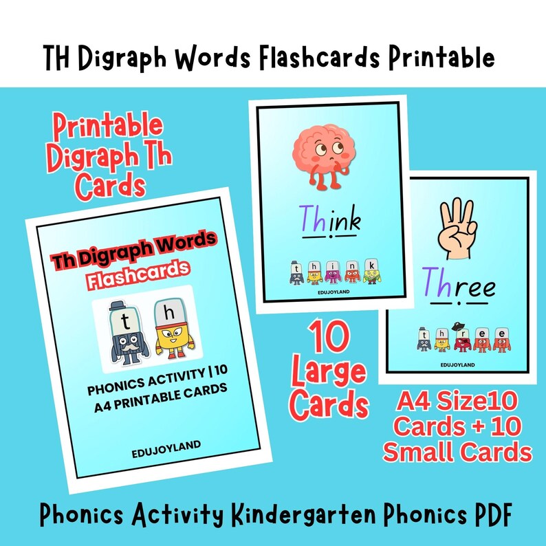 TH Digraph Flashcards Printable | Phonics Activity for Kids ...