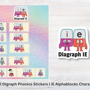 IE Vowel Digraph Stickers,Alphablocks-Style Phonics Stickers,Printable Phonics Stickers,interactive phonics center materials,IE Sound