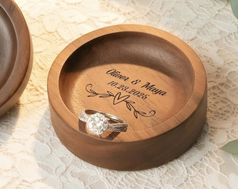 Plato para anillos de boda personalizado, joyero grabado para bodas, regalo de compromiso, regalo de Navidad, regalos personalizados para ella, joyero personalizado