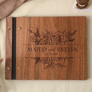 Wooden Wedding Guest Book, Custom Guestbook, Engagement and Anniversary Scrapbook, Memory Album, Wedding Reception Book, Wedding Keepsake
