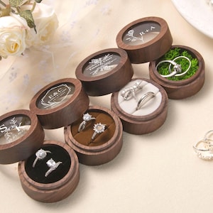 Personalized Wood Ring Box, Wedding Anniversary Ring Box, Walnut With Clear Acrylic Ring Box, Custom Ring Box, Engagement or Proposal Gift