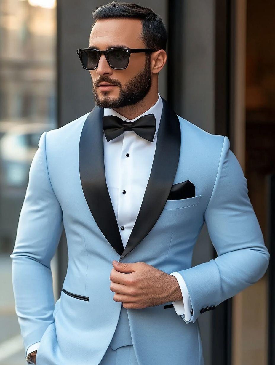 Men Sky Blue Tuxedo