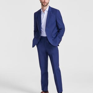 Blue 2 Piece Suit for Men,  Business or Wedding Outfit, Tuxedo Suits, Groom or Prom Attire, Classic Slim Fit Suit Set.