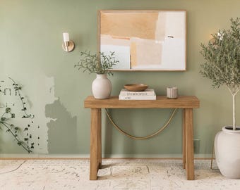 Reclaimed Teak Wood Console Table, Rustic Minimalist Entryway Furniture