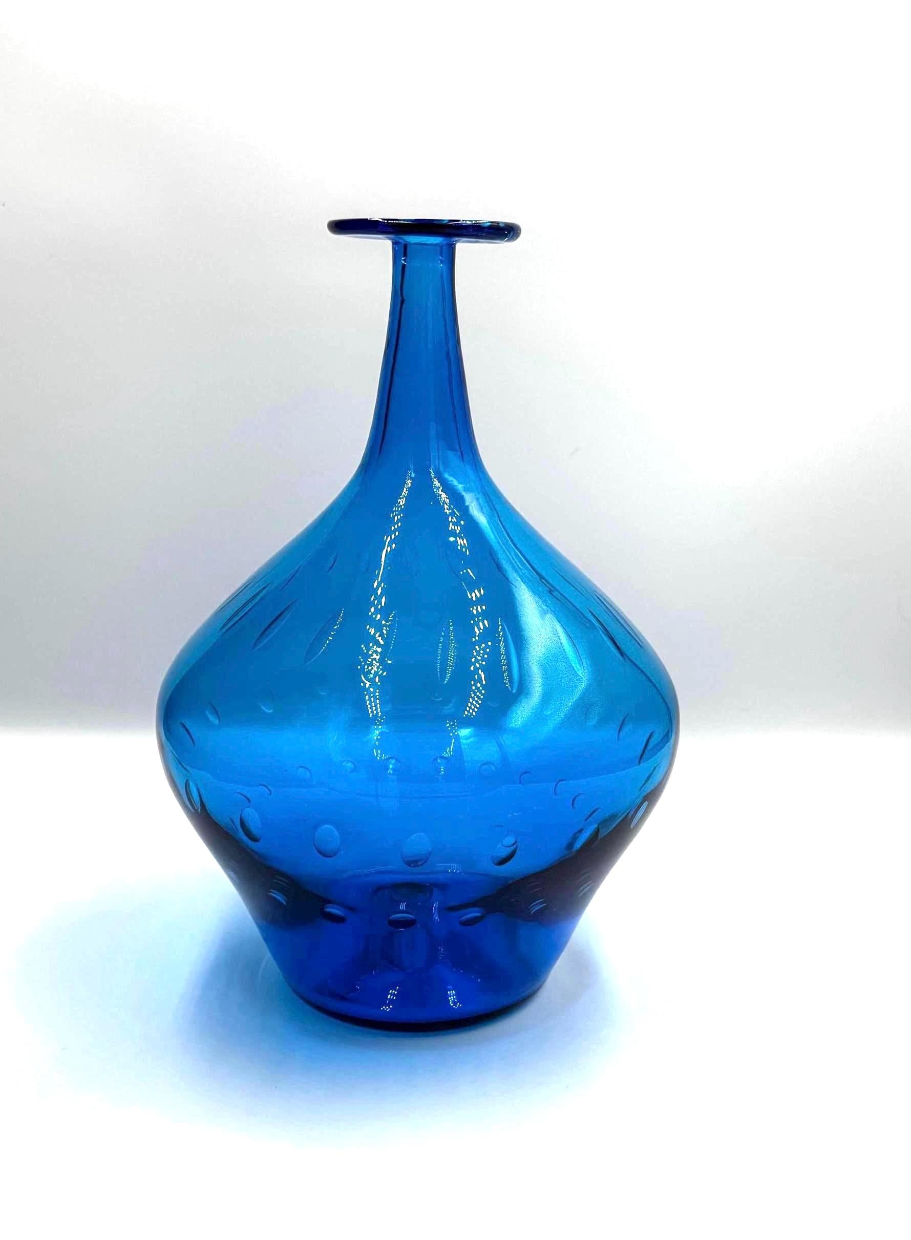 Blenko Blue Vase - Etsy