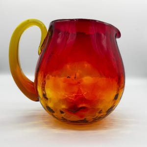 MCM Tangerine Pinched Blenko Pitcher #6916