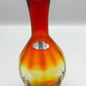 Tangerine MCM Blenko 64D optic vase