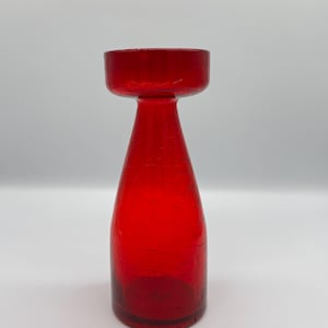 Vintage Blenko candle holder #722M in crackle ruby red