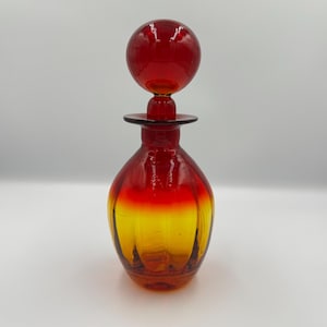 Vintage Rainbow, Blenko Style,  Glass Decanter with Stopper