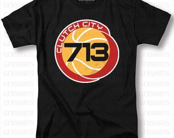 Clutch City 713 Shirt | Houston Basketball Tee | H-Town Streetwear | Texas Sports Fan Graphic T-Shirt