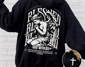 Blessed Beyond Belief Christian T-Shirt, Angel Prayer Faith Shirt, God With Us Religious Tee, Christian Streetwear, Bible Faith Apparel