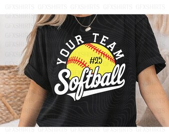 Custom Softball Shirt Personalized | Softball Team Name Shirt | Softball Mom Player Tee | Custom Number Team Tee | Softball Gift
