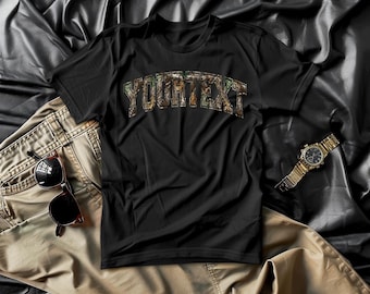 Custom Text Camo RealTree Shirt – Personalized Name Tee – Hunting Camouflage T-Shirt – Custom Streetwear Graphic Shirt – Gift for Him