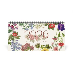 Floral Desktop Calendar 2026 | Aesthetic Home Office Decor, Gift for Plant Lovers, Yearly Planner, Seasonal Organization