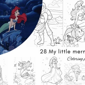 28 Little Mermaid Coloring Pages | Ariel, Flounder, Sebastian & Ursula | Printable Digital Download PDF 8.5x11 | Kids Coloring Pages