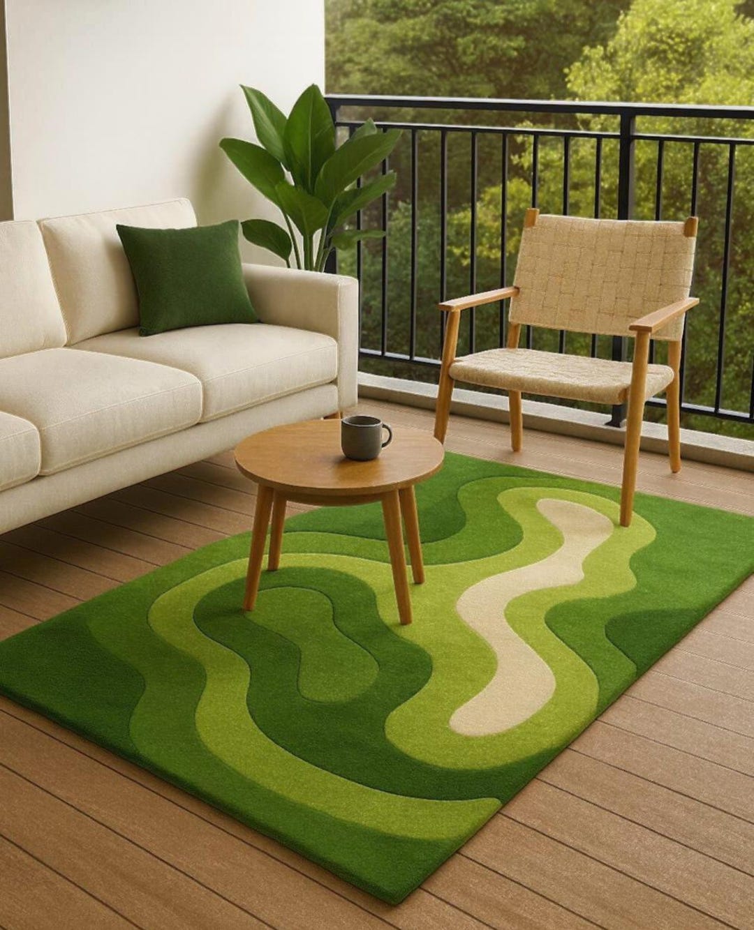 Hand-tufted Wool Rug – Organic Wave Green Rug - Etsy