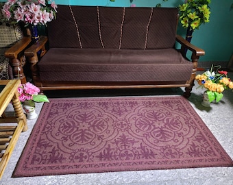 Maroon Floral Medallion Rug, Traditional Style