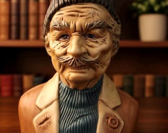 Vintage Hand Painted Bust, Academia Vibe, Old Man Figure, Mantel Decor, Fisherman
