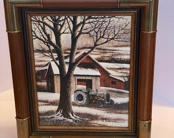 Barn with Tractor by H. Hargrove Limited Edition 12 of 19; 8x10; Vintage Frame