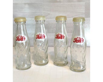 Vintage Pepsi Cola Salt Pepper Shakers Set of 4 Glass Advertising Novelty Retro