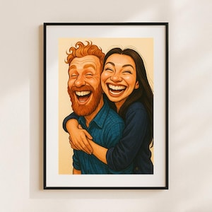 Retrato de caricatura personalizado a partir de una foto, retrato personalizado, retrato de pareja personalizado, retrato a partir de una foto, ilustración personalizada, regalo para ella