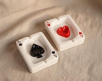 Ace Card Ceramic Ashtray: Poker Night Decor, Smoker Gift