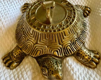 Vintage 1994 laiton Bell Co tortue cadran solaire figurine en laiton massif décoration de jardin