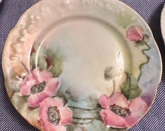 Antike B.R.C. Voltaire Germany Handbemalter Blumen Teller 1902