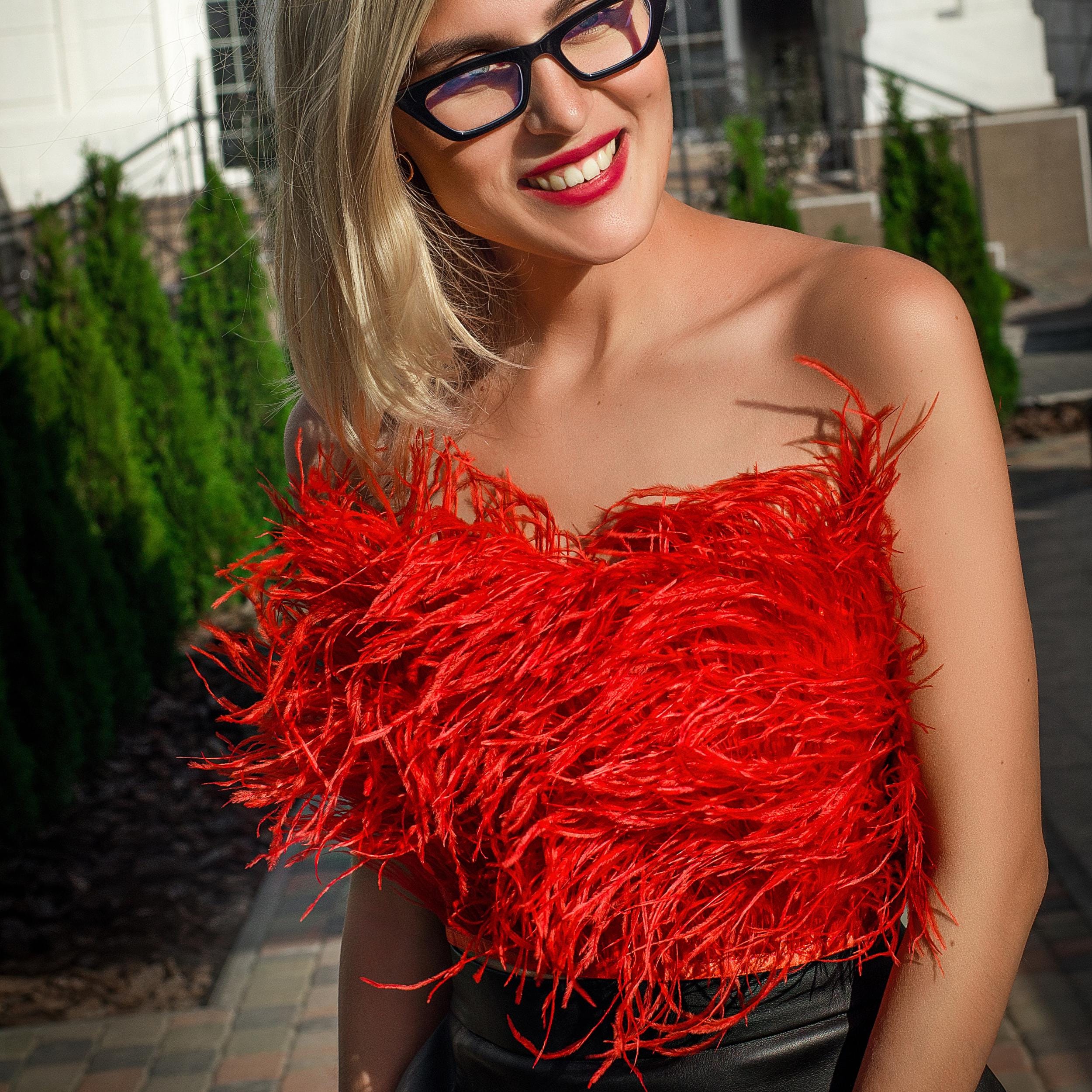 Fluffy Pink Feather Top - Etsy New Zealand