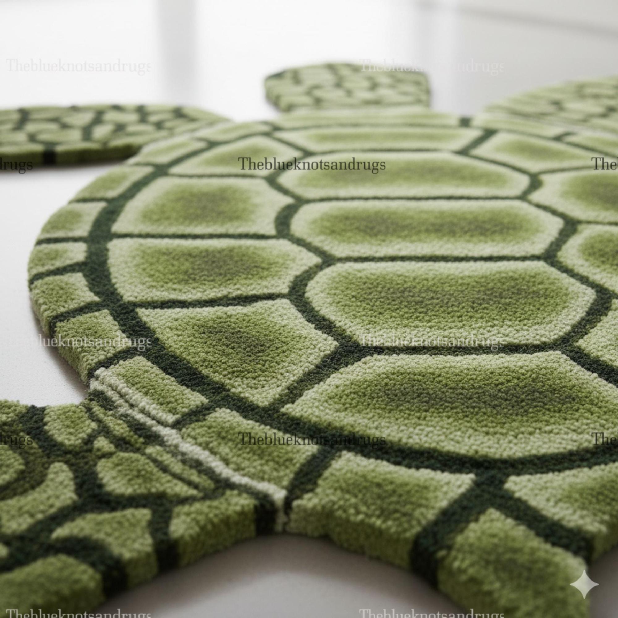Sea Turtle Rug Hand Tufted Wool Green Irregular Shape Nursery Carpet - Etsy