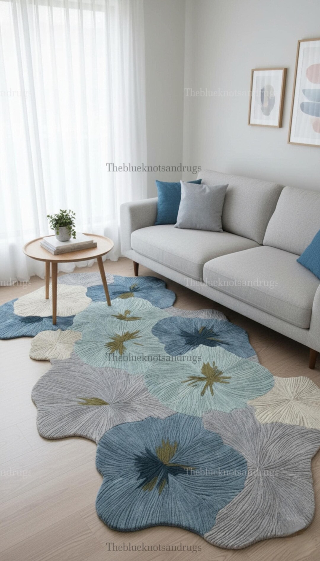Hand Tufted Wool 3D Flower Rug: Irregular Shape, Wavy Edge, Modern ...