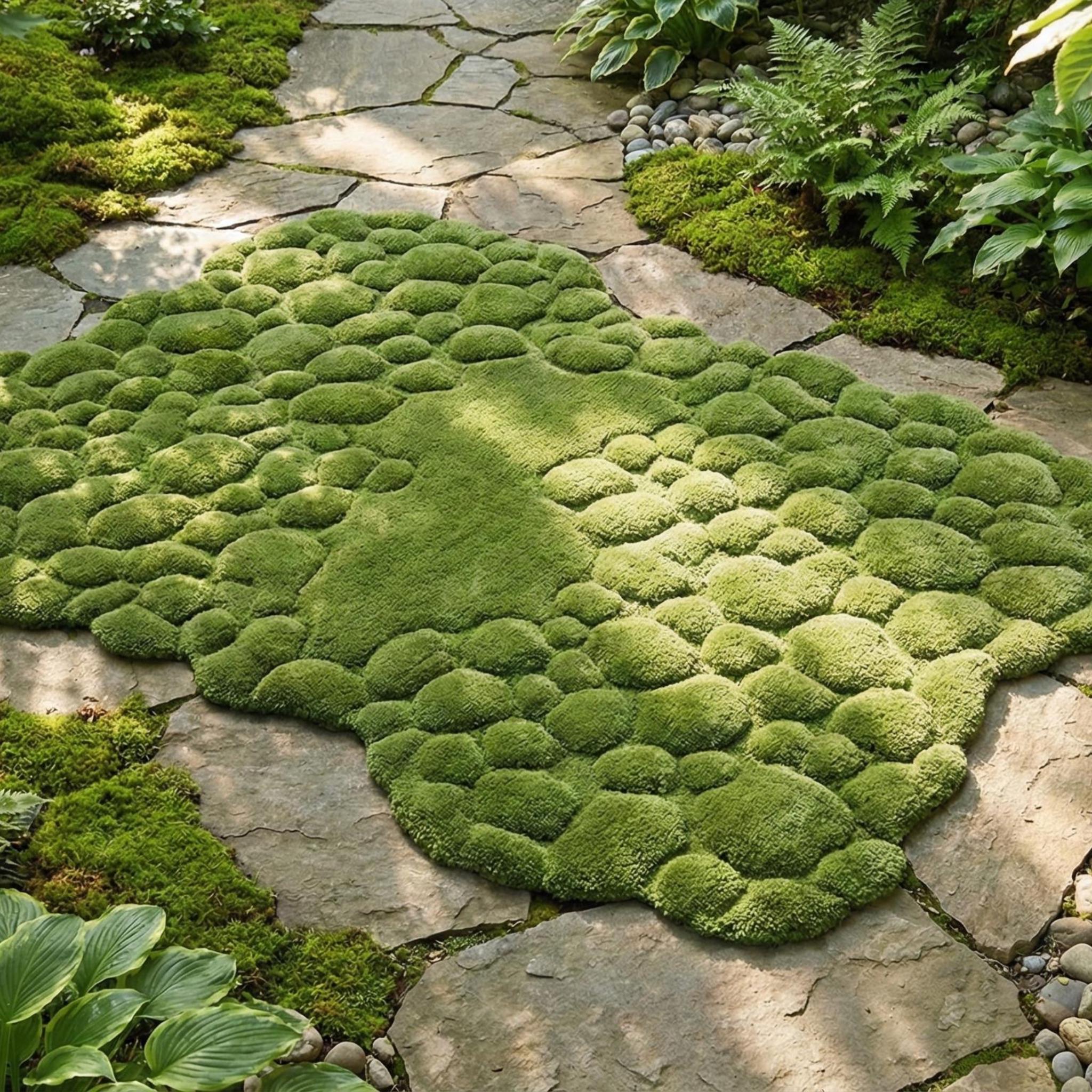 Hand Tufted Moss Rug Green Abstract Nature Inspired Textured Floor Art ...