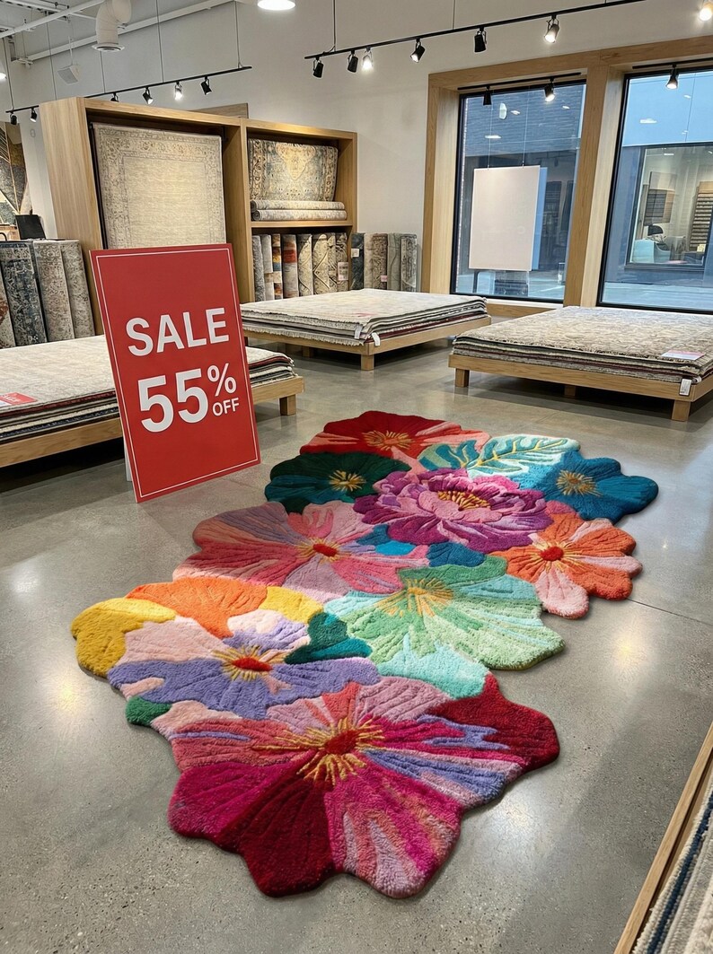 Colorful Floral Hand Tufted Rug | Maximalist Botanical Area Carpet ...