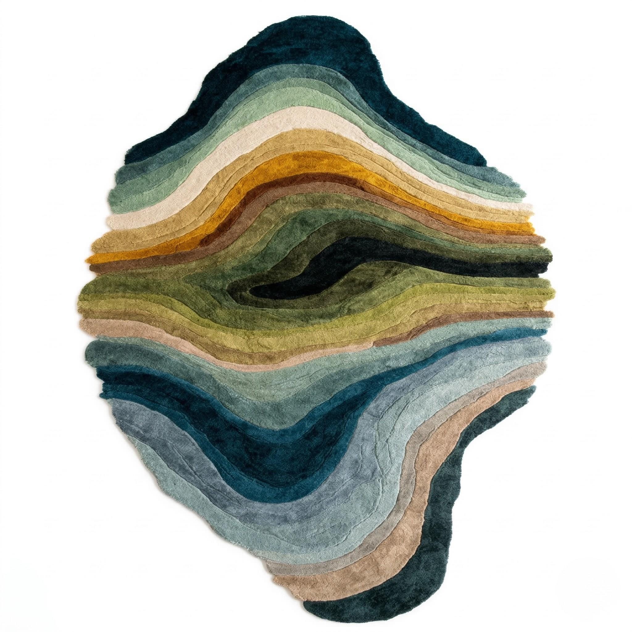 Topography Rug Pattern Abstract Hand Tufted Rug Organic Shape Topographic Design Earthy Carpet ...