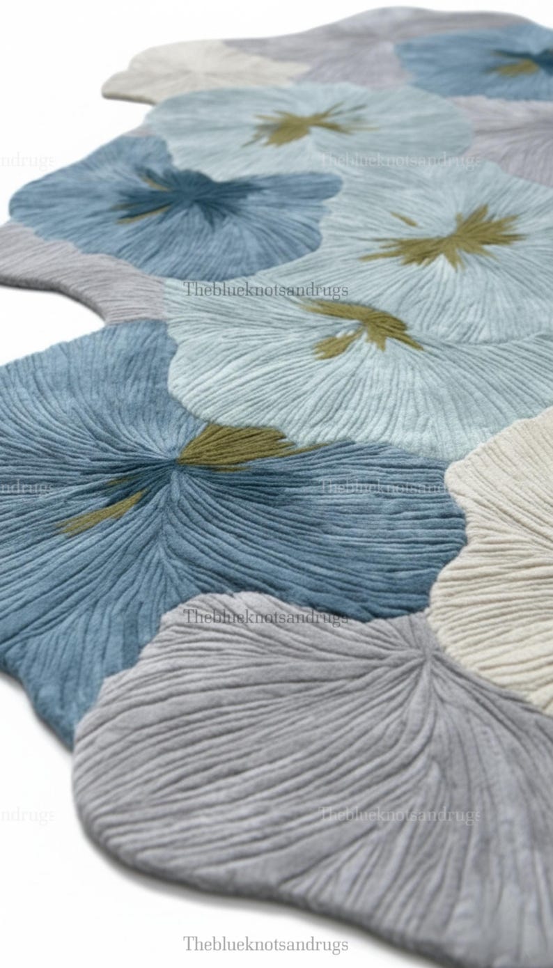 Hand Tufted Wool 3D Flower Rug: Irregular Shape, Wavy Edge, Modern ...