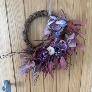Handmade Autumn Wreath: Faux Peonies, Magnolia & Pumpkins