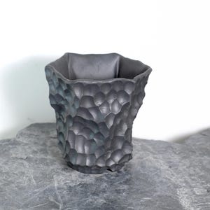 Maceta de cerámica irregular tallada a mano de 10 cm. Ideal para plantas de caudex, ariocarpus, copiapoa y agave. Decoración de jardín.