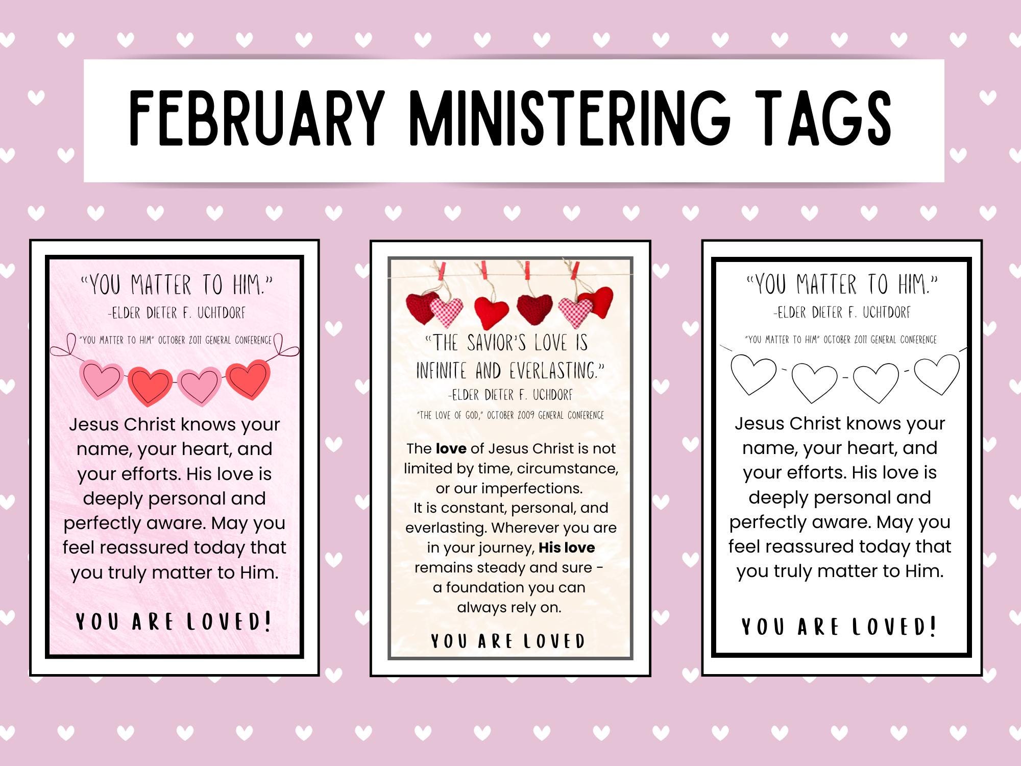 February LDS Ministering Tags Printable | Christ-centered Love Tags ...