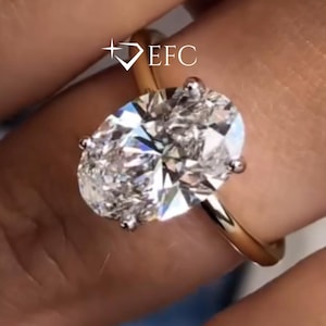 3.00CT Oval Cut Moissanite Engagement Ring - Oval Cut Hidden Halo Ring - Oval Wedding Ring - 14k Solid Gold Oval Solitaire Ring Gift For Her