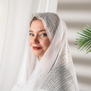 Traditional Soft Lace Chapel Veil, Mantilla, TLM, Soft Tulle Head Covering for Mass, Church, Latin Mass, Prayer & Weddings