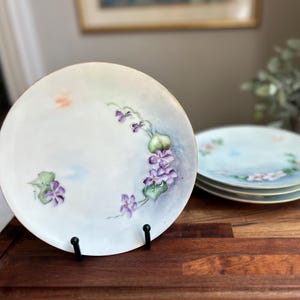 Set of 4 Thomas Sevres Bavaria Hand Painted Floral Plates – Antique Porcelain, Germany