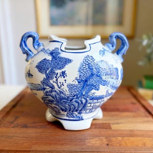 Vintage Bombay Company blå och vit Chinoiserie vas plantering