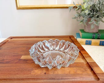 Vintage Pressed Glass Jewelry Dish | KIG Indonesia Crystal Style Catchall | Vanity Tray | Ring Holder