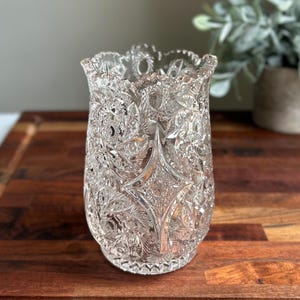 Antique Westmoreland Buzz Star Celery Vase - Early American Pattern Glass - Clear Pressed EAPG Vase 1912-1920