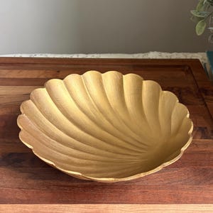 Vintage Brass Shell Footed Bowl - Restored Gold Finish
