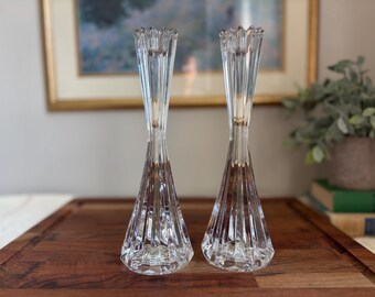 Pair of Vintage Mikasa Viscount Crystal Candlestick Holders