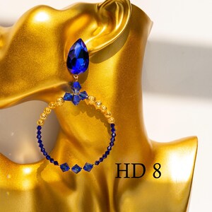 Hoop earrings, Earrings, Rhinestones, Semi-precious gems, Crystals, Crystal Hoops, Dangle Hoops, Large Hoops, Handmade jewelry, Preciosa