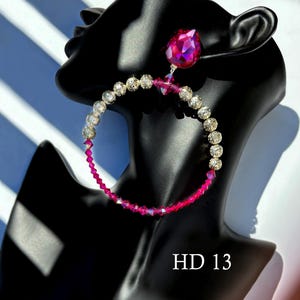 Hoop earrings, Earrings, Rhinestones, Semi-precious gems, Crystals, Crystal Hoops, Dangle Hoops, Large Hoops, Handmade jewelry, Preciosa